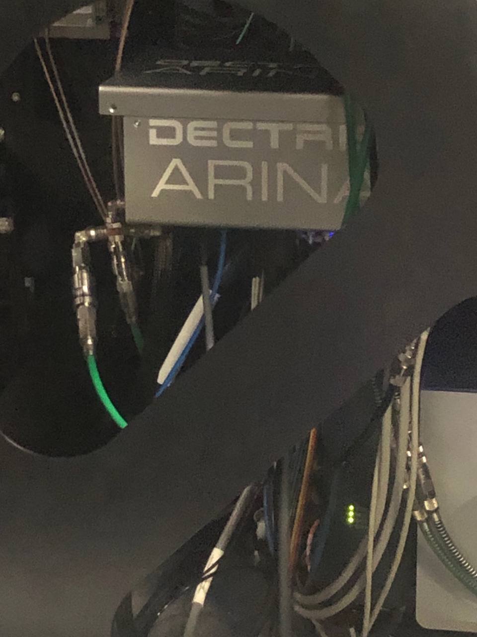 Dectris Arina detector hardware with blue indicator light