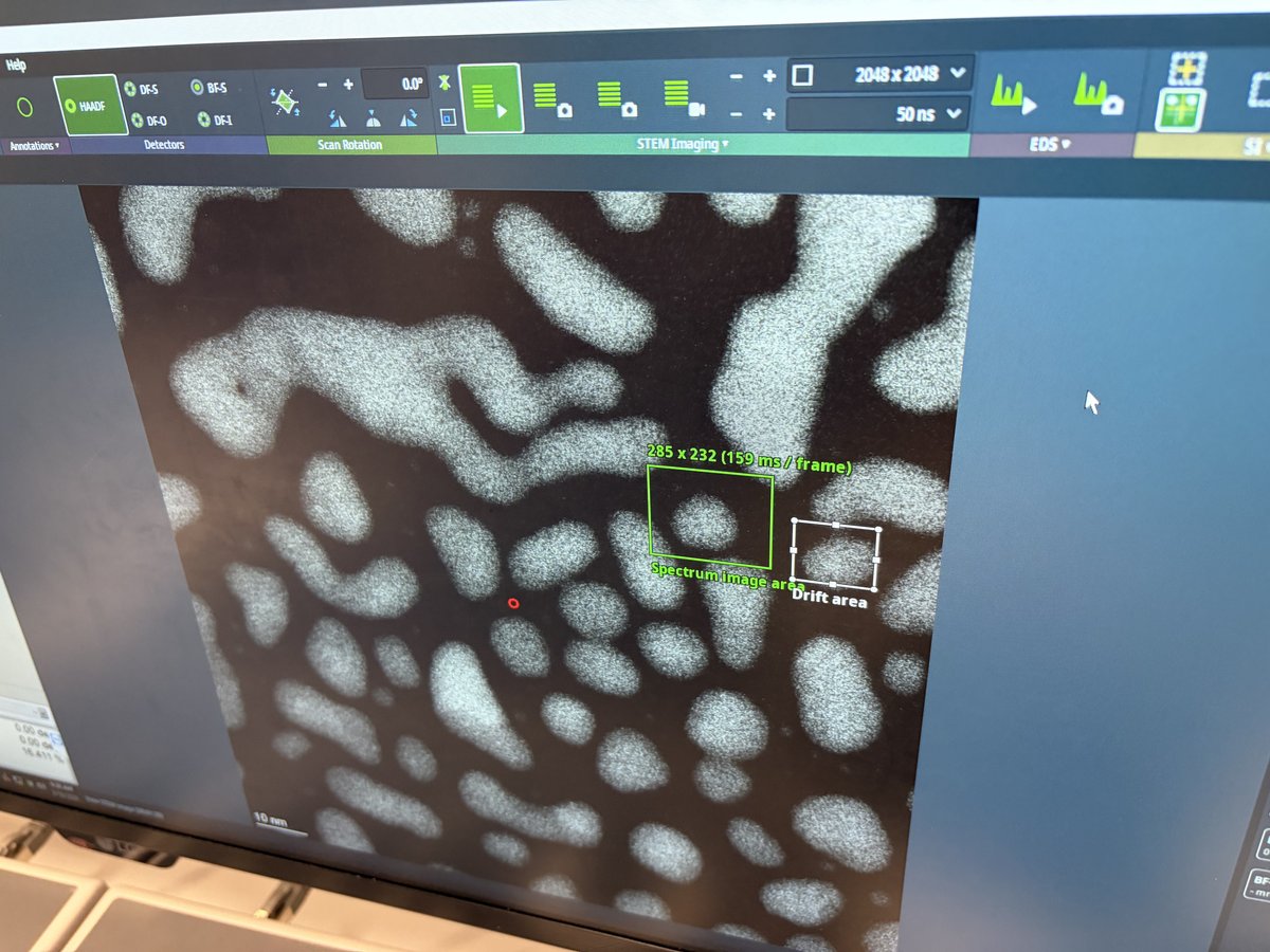 Spectrum image area and drift area both selected