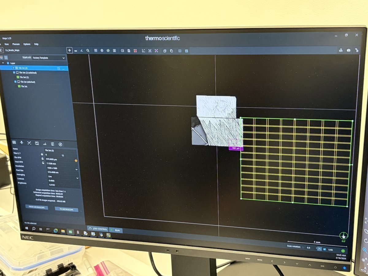 Maps software with tile series grid positioned over sample