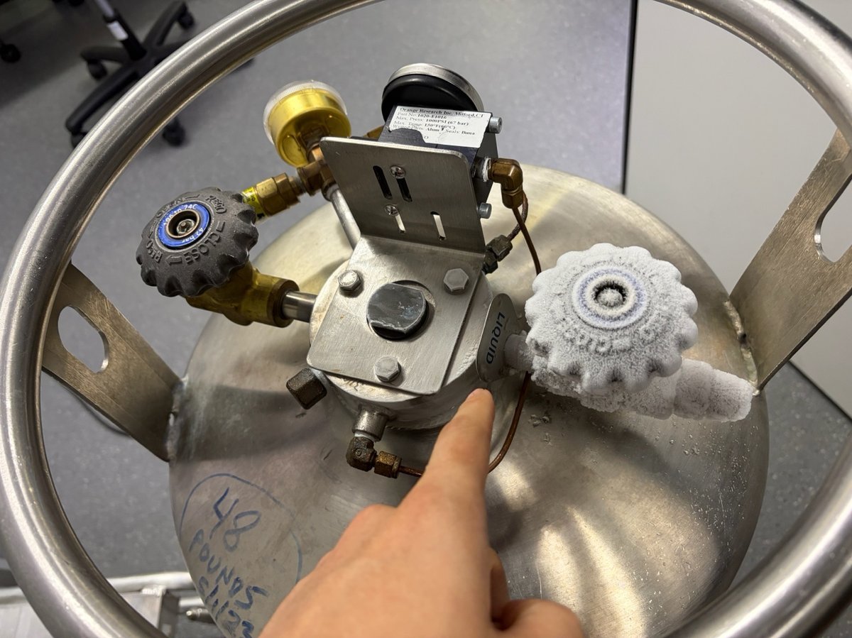 LIQUID-labeled valve on the portable tank