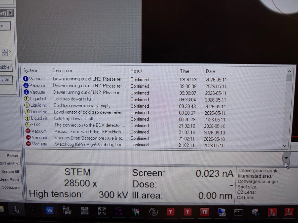 TEMUI error log with Octagon vacuum errors