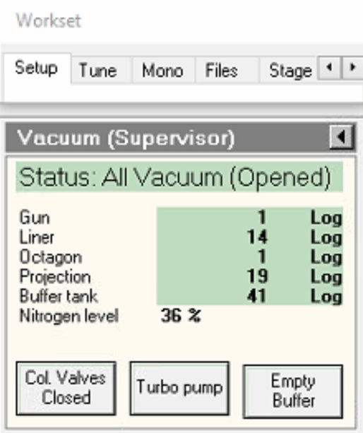 Vacuum status after emptying buffer