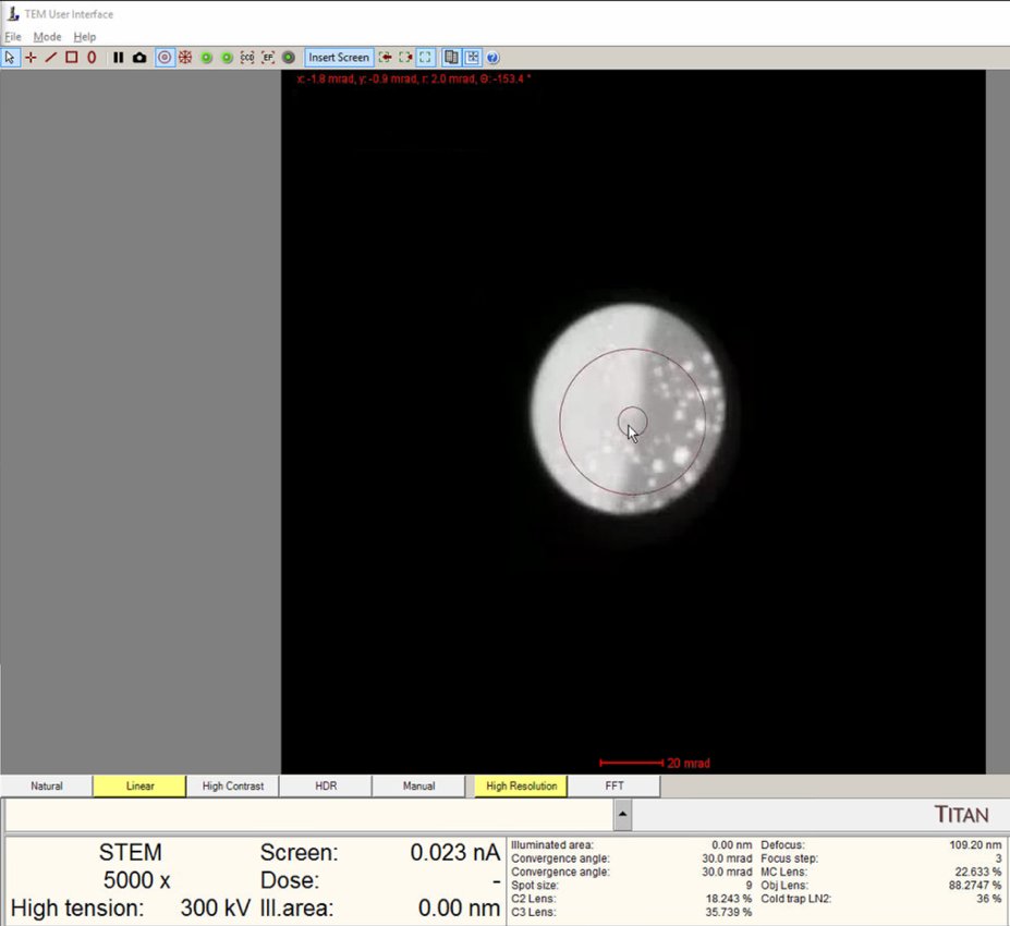 Ronchigram showing approach to eucentric height