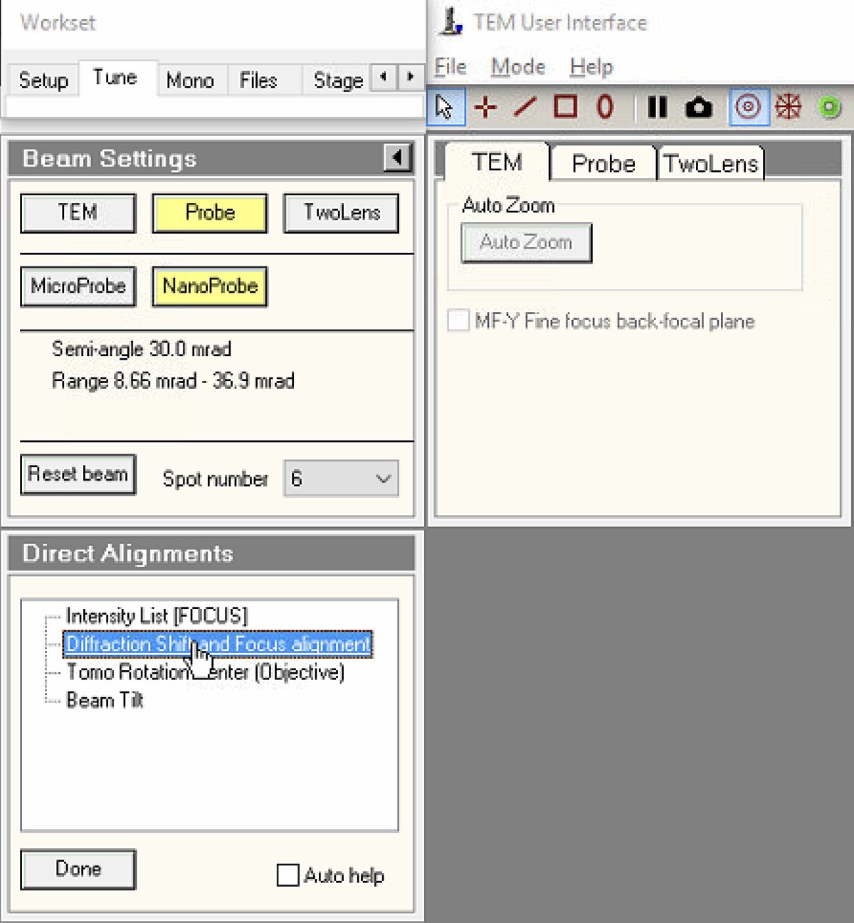 Direct Alignments panel