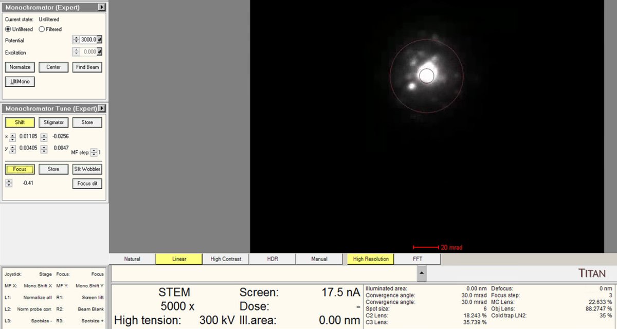 Monochromator at 17.5 nA