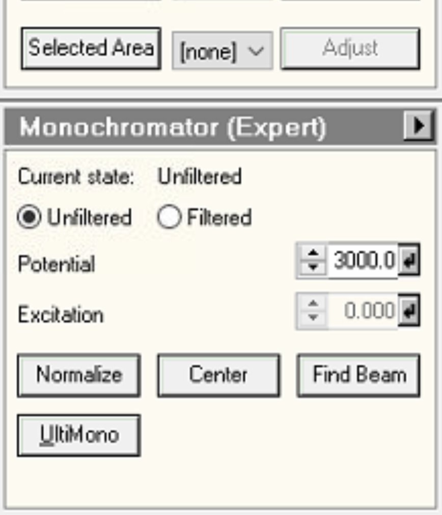 Monochromator set to Unfiltered