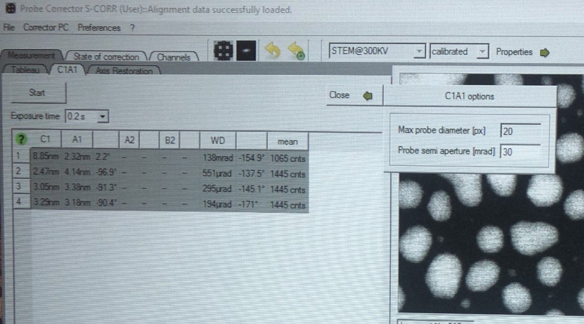 Beam Setting dropdown menu in TEMUI