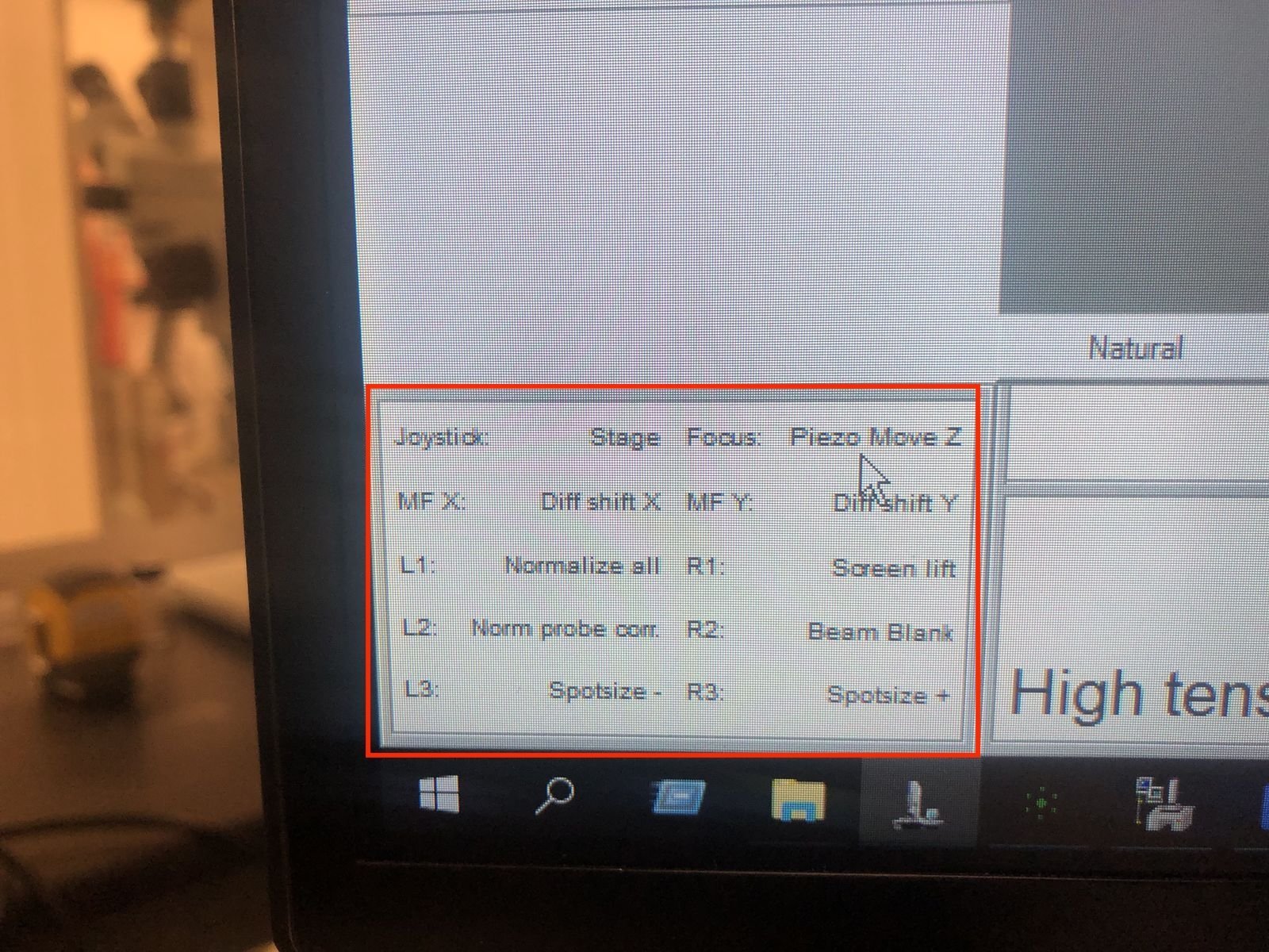 Hand panel button assignments