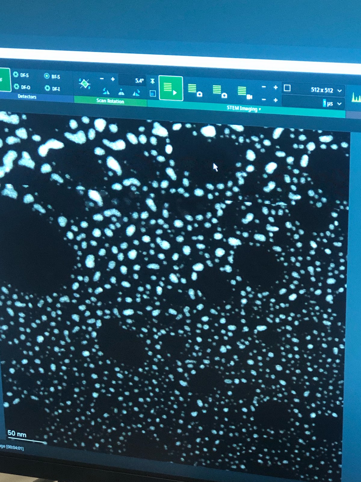 Sample view showing holes in specimen