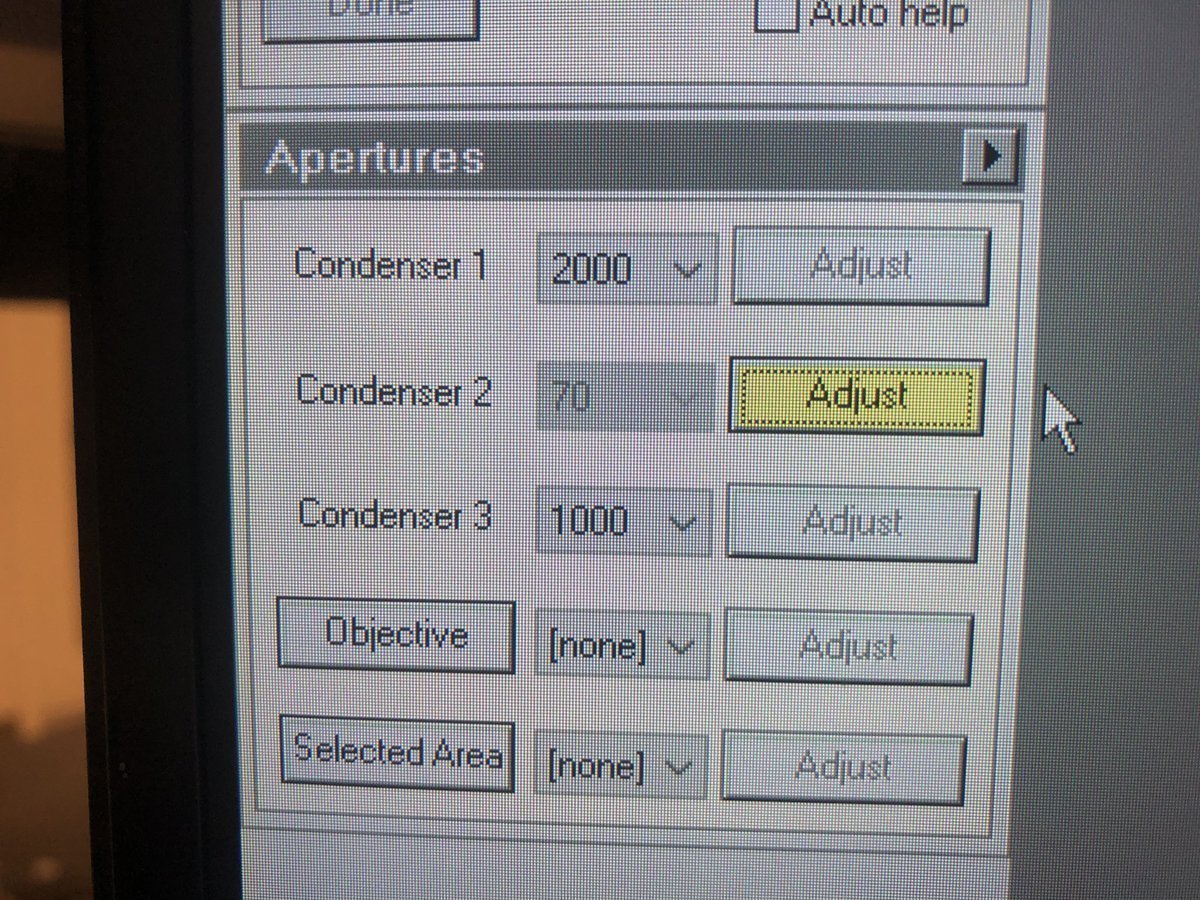 C2 aperture adjustment controls