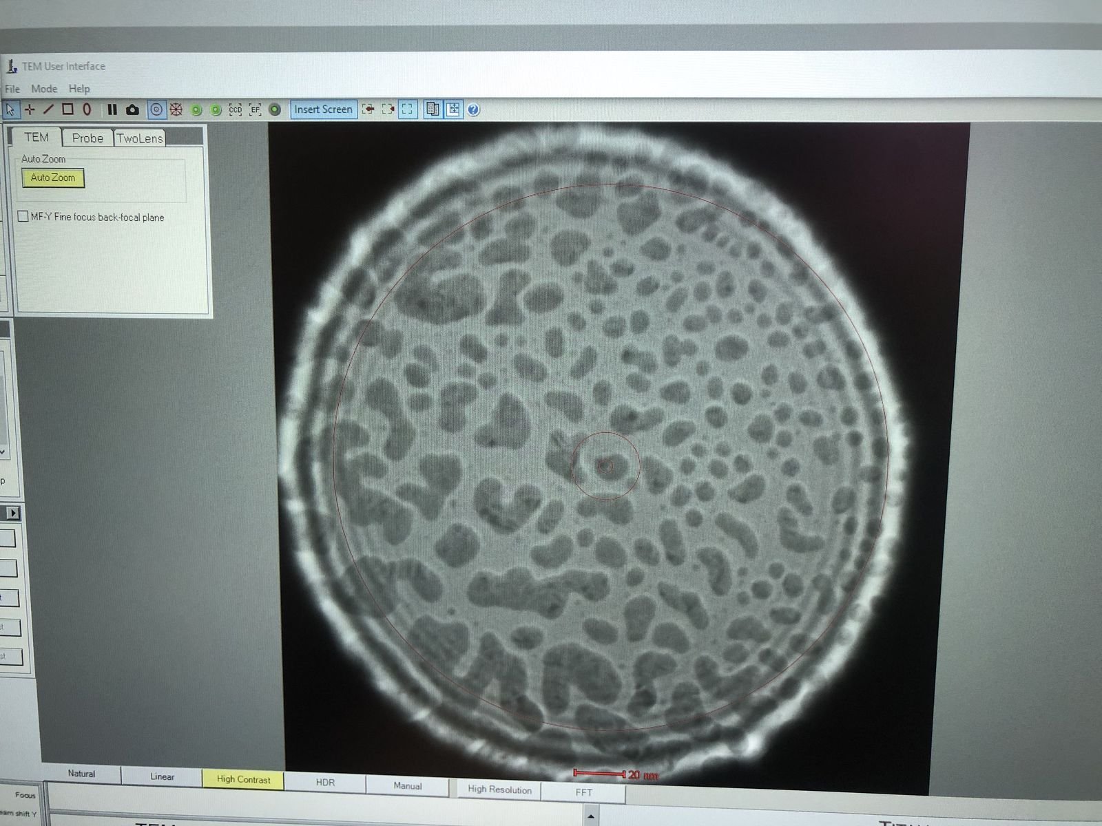 Enlarged beam at 200kx