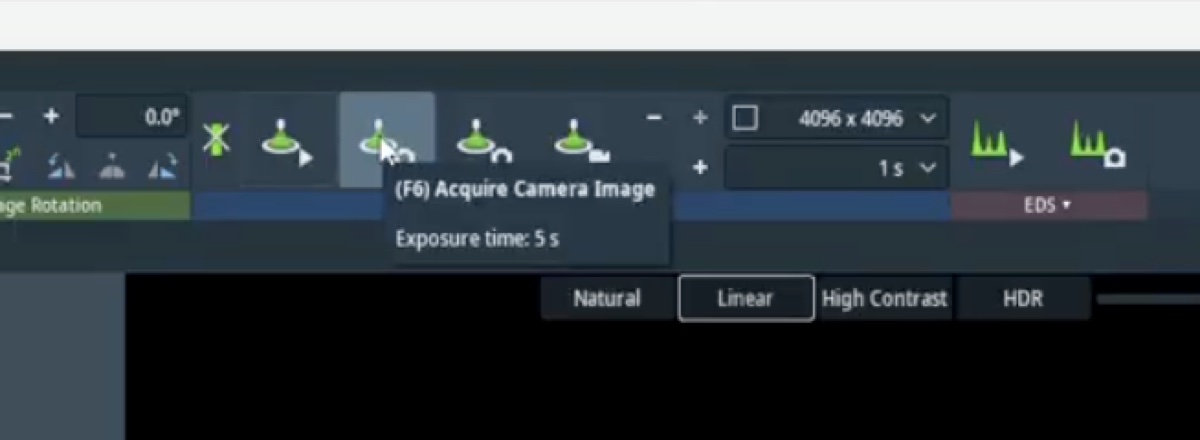 Velox camera selection menu with the Ceta TEM camera highlighted