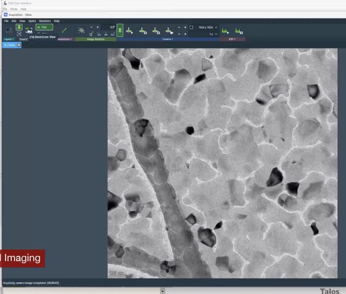 Bright-field image of the sample area before switching to dark field