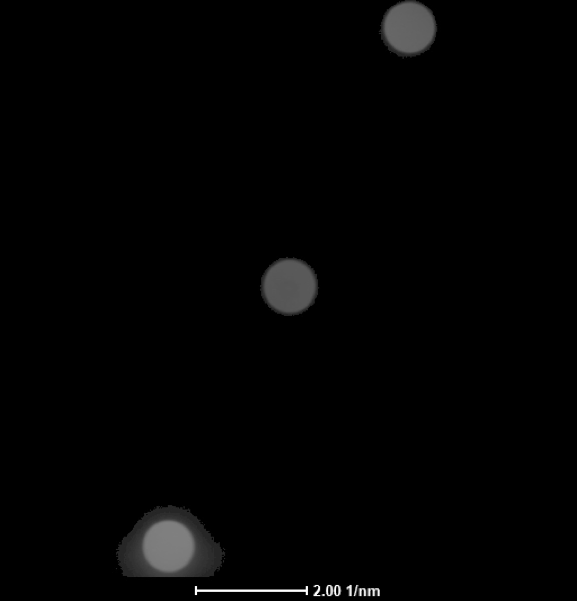 Defocused diffraction mode FluCam capture with multiple disks visible on the other side of crossover