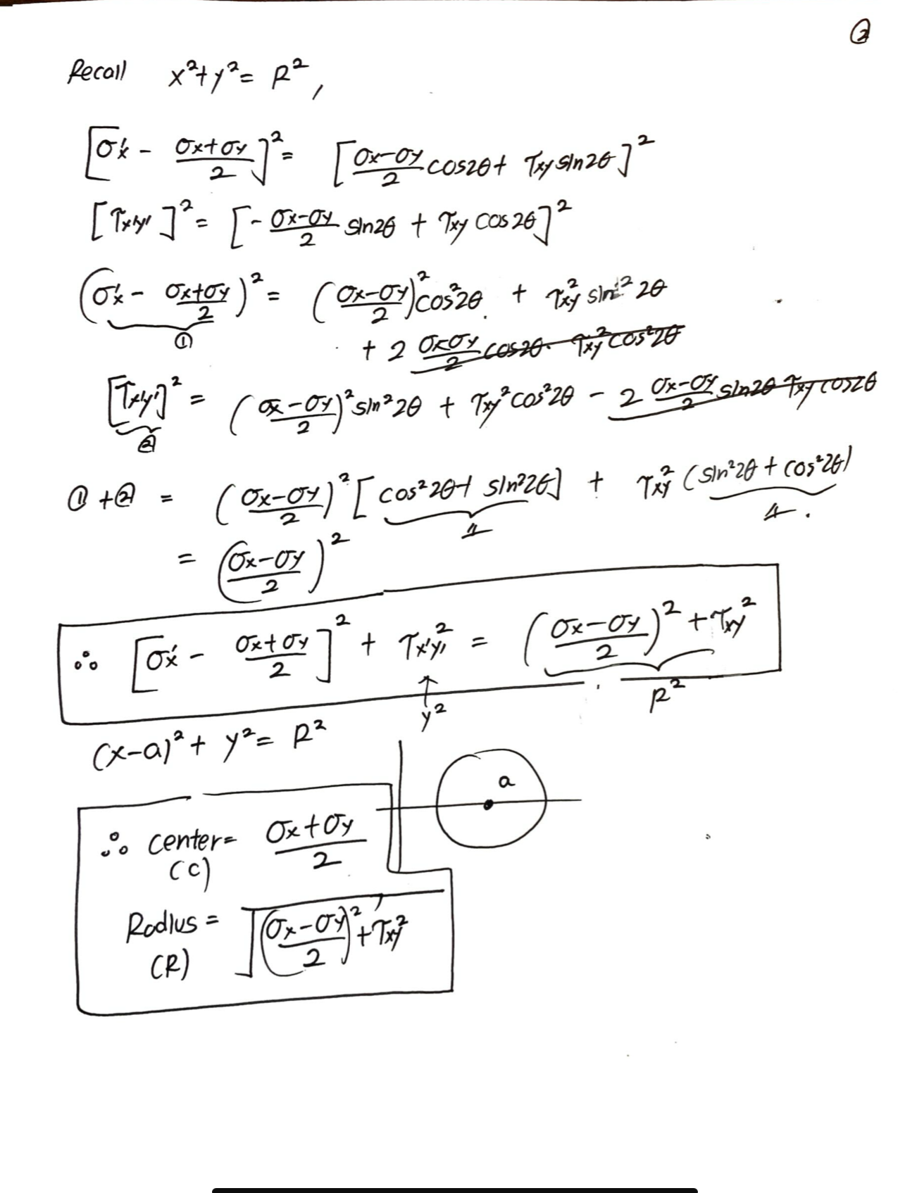 Morh's circle derivation